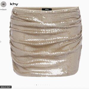 Khy x sia arnica sequin ruched mini skirt in champagne